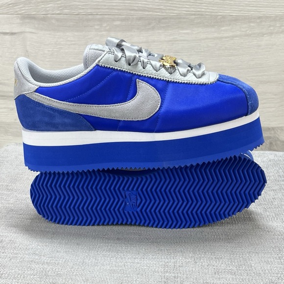 Nike Cortez platform FQ7223 900 Blue White Grey Suede NBY Womens 11 / Mens 9.5 - Picture 1 of 10